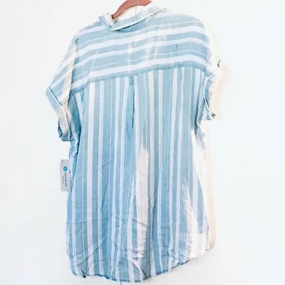 🎊HOST PICK🎊 PISTOLA’s💙Ava Striped Button Down Hi-Low👚XXLG - Picture 4 of 16